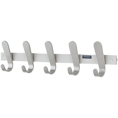 Eurokraft Pro Wandgarderobe - 5 Haken, Silber, 130x600x60 mm Eurokraft Pro Wandgarderobe - 5 Haken, Silber, 130x600x60 mm