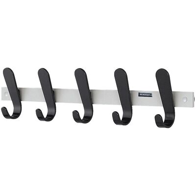 Eurokraft Pro Wand-Garderobenleiste - 5 Haken, Aluminium, Schwarz Eurokraft Pro Wand-Garderobenleiste - 5 Haken, Aluminium, Schwarz
