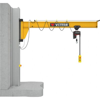 Vetter Grua giratória de parede - 250kg, 3m, Compacta, Amarelo Vetter Grua giratória de parede - 250kg, 3m, Compacta, Amarelo