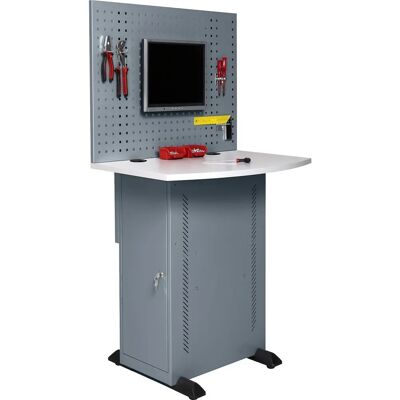 Armadio per computer, con piano di lavoro e parete perforata - Armadio per computer Armadio per computer, con piano di lavoro e parete perforata - Armadio per computer