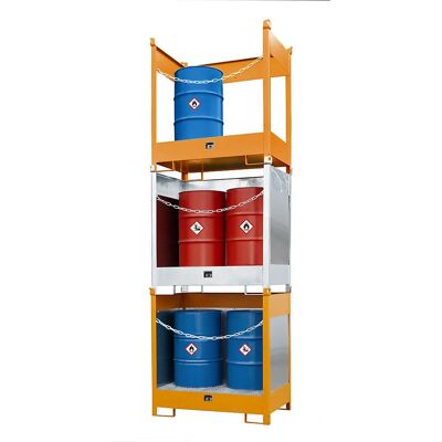 Palé de Eurokraft Pro con depósito - Apilable, bidones 200L, Naranja Palé de Eurokraft Pro con depósito - Apilable, bidones 200L, Naranja