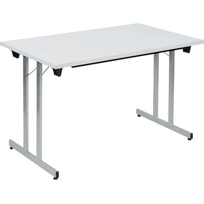Mesa plegable Kaiserkraft F25 - 1200x700mm, Encimera Gris Claro, Marco Plateado Mesa plegable Kaiserkraft F25 - 1200x700mm, Encimera Gris Claro, Marco Plateado