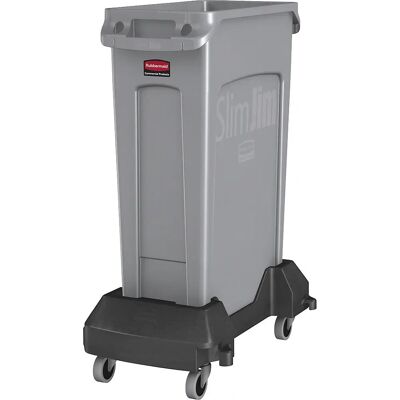 Conjunto de lixeiras Rubbermaid Slim Jim - 60L, Prata/Cinza, com Carrinhos Conjunto de lixeiras Rubbermaid Slim Jim - 60L, Prata/Cinza, com Carrinhos