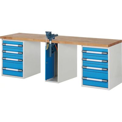 Eurokraft pro Serie 7000 Werkbank - Modulares System mit 8 Schubladen - 2500x700mm Eurokraft pro Serie 7000 Werkbank - Modulares System mit 8 Schubladen - 2500x700mm
