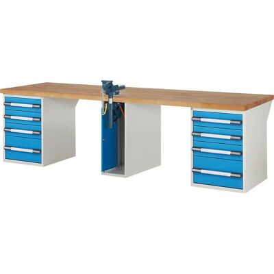 Eurokraft pro Serie 7000 - Banco da lavoro, sistema modulare, 8 cassetti - 3000x900mm Eurokraft pro Serie 7000 - Banco da lavoro, sistema modulare, 8 cassetti - 3000x900mm