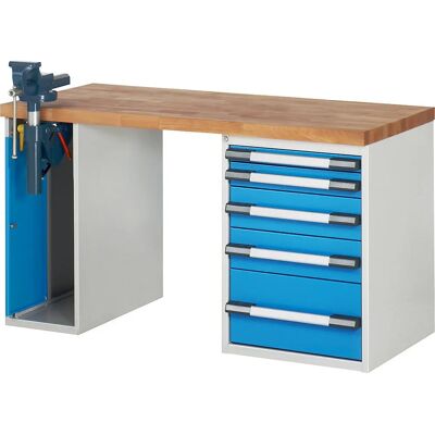 Eurokraft Pro Serie 7000 Banco de trabajo - Sistema modular, 5 cajones, Bertén izquierdo Eurokraft Pro Serie 7000 Banco de trabajo - Sistema modular, 5 cajones, Bertén izquierdo