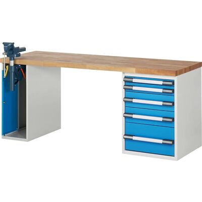 Eurokraft pro Serie 7000 Werkbank - 5 Schubladen, Linksseite, 2000x700mm Eurokraft pro Serie 7000 Werkbank - 5 Schubladen, Linksseite, 2000x700mm