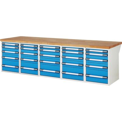 Eurokraft pro Banco da Lavoro Modulare - 25 Cassetti - 3000x900mm Eurokraft pro Banco da Lavoro Modulare - 25 Cassetti - 3000x900mm