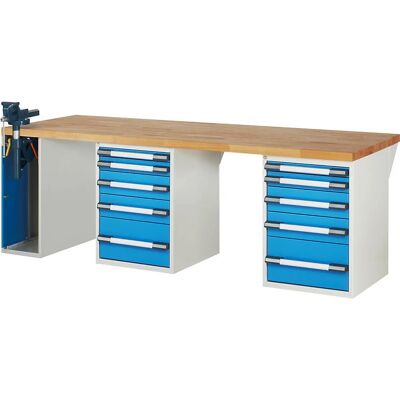 Eurokraft Pro Serie 7000 - Bancada de trabalho, modular, 10 gavetas - 2500x900 mm Eurokraft Pro Serie 7000 - Bancada de trabalho, modular, 10 gavetas - 2500x900 mm