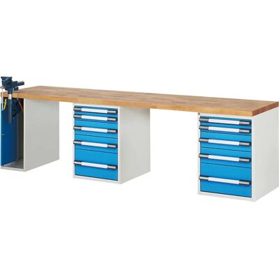 Eurokraft Pro Serie 7000 - Modular Werkbank - 10 Schubladen - Linke Schraubstock - 3000x700mm Eurokraft Pro Serie 7000 - Modular Werkbank - 10 Schubladen - Linke Schraubstock - 3000x700mm