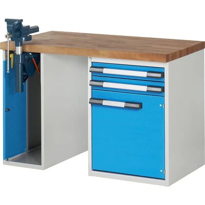 Banco da lavoro Serie 7000 Eurokraft pro - Sistema modulare, Piano in faggio, 2 cassetti Banco da lavoro Serie 7000 Eurokraft pro - Sistema modulare, Piano in faggio, 2 cassetti