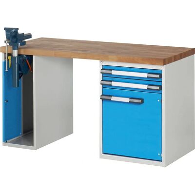 Banco de Trabajo Modular Eurokraft Pro - 2 Cajones, 1 Puerta, Tornillo - 1500x700mm Banco de Trabajo Modular Eurokraft Pro - 2 Cajones, 1 Puerta, Tornillo - 1500x700mm