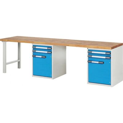 Banco de trabajo Serie 7000 Eurokraft Pro - 4 cajones, 2 puertas, 3000x700mm Banco de trabajo Serie 7000 Eurokraft Pro - 4 cajones, 2 puertas, 3000x700mm