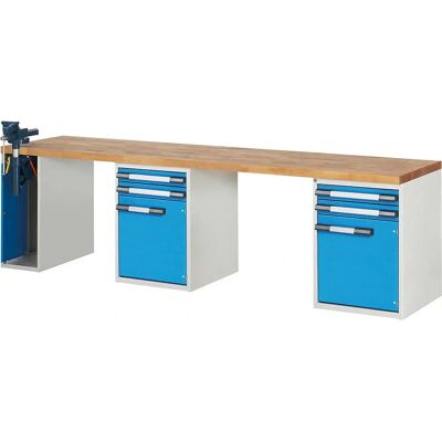 Eurokraft pro Serie 7000 - Werkbank mit modulares System - 4 Schubladen, 2 Türen, 3000x700mm Eurokraft pro Serie 7000 - Werkbank mit modulares System - 4 Schubladen, 2 Türen, 3000x700mm