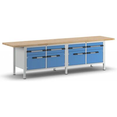 Eurokraft Pro Banco da lavoro - Faggio, Blu chiaro, 4 cassetti, 4 ante - Bancali di lavoro Eurokraft Pro Banco da lavoro - Faggio, Blu chiaro, 4 cassetti, 4 ante - Bancali di lavoro