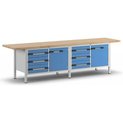 Banco da lavoro Serie 8000 Eurokraft pro - Telaio in acciaio, 6 cassetti, 2 porte, 1 mensola Banco da lavoro Serie 8000 Eurokraft pro - Telaio in acciaio, 6 cassetti, 2 porte, 1 mensola