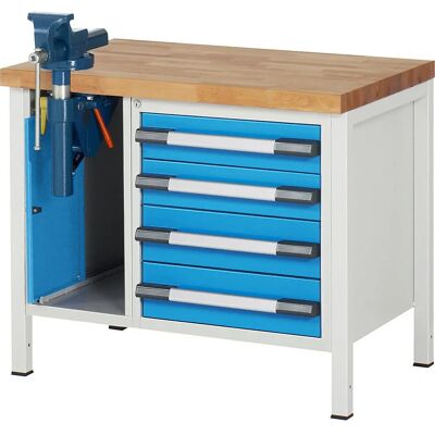 Eurokraft pro Banco da lavoro - Faggio, Blu chiaro, 4 cassetti - Banco di lavoro Eurokraft pro Banco da lavoro - Faggio, Blu chiaro, 4 cassetti - Banco di lavoro