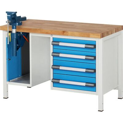 Eurokraft Pro Werkbank - Hellblau, 4 Schubladen, 1250x700mm - Arbeitstische Eurokraft Pro Werkbank - Hellblau, 4 Schubladen, 1250x700mm - Arbeitstische