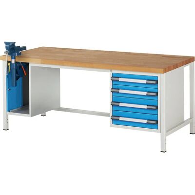 Eurokraft Pro Werkbank - Serie 8000, Blau, 4 Schubladen, Stahlrahmen Eurokraft Pro Werkbank - Serie 8000, Blau, 4 Schubladen, Stahlrahmen