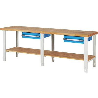 Banco da lavoro Serie 7000 Eurokraft Pro - Sistema modulare - 2 cassetti - 2500x700mm Banco da lavoro Serie 7000 Eurokraft Pro - Sistema modulare - 2 cassetti - 2500x700mm