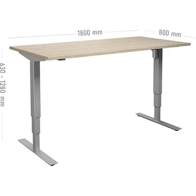 Kaiserkraft Höhenverstellbarer Schreibtisch - Rechteckig, 1800x800mm, Stahl/Aluminium Kaiserkraft Höhenverstellbarer Schreibtisch - Rechteckig, 1800x800mm, Stahl/Aluminium