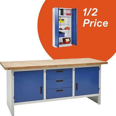 Eurokraft Basic Werkbank mit Materialschrank - Werkbänke und Schränke Eurokraft Basic Werkbank mit Materialschrank - Werkbänke und Schränke