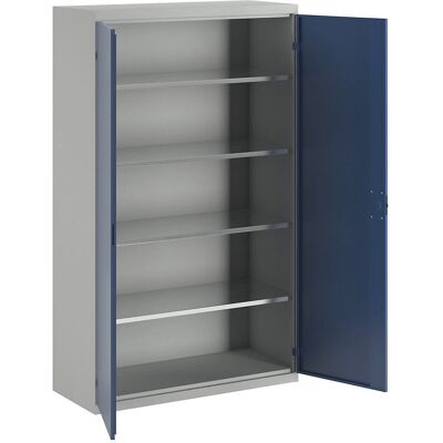 Armoire de stockage eurokraft pro - Gris clair / Bleu genciana - 4 étagères - Publicité Armoire de stockage eurokraft pro - Gris clair / Bleu genciana - 4 étagères - Publicité