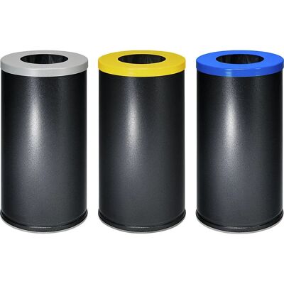 Eurokraft Basic Contenitori Riciclaggio - Set da 3, 70L, Acciaio Eurokraft Basic Contenitori Riciclaggio - Set da 3, 70L, Acciaio