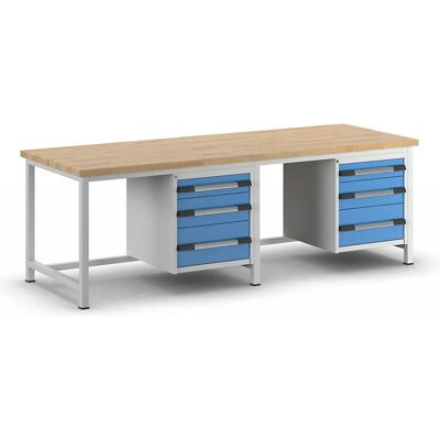 Bancada de trabalho Eurokraft Pro - 6 gavetas, 2500x900mm Bancada de trabalho Eurokraft Pro - 6 gavetas, 2500x900mm