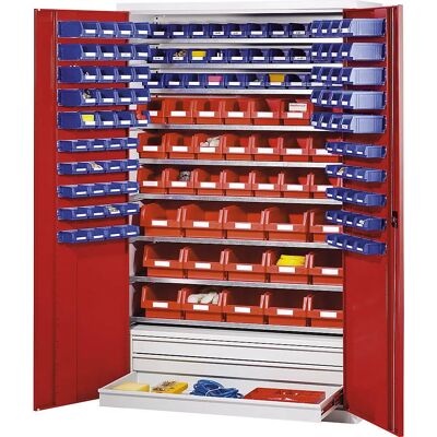 Armadio in acciaio eurokraft pro - 9 mensole, 152 scatole, 3 cassetti Armadio in acciaio eurokraft pro - 9 mensole, 152 scatole, 3 cassetti