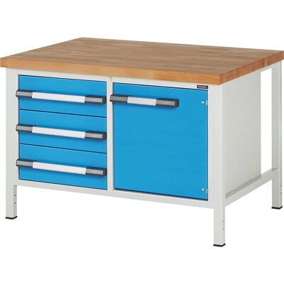 Eurokraft Pro Bancada de trabalho - 3 Gavetas, 1 Porta, 1250x900mm Eurokraft Pro Bancada de trabalho - 3 Gavetas, 1 Porta, 1250x900mm