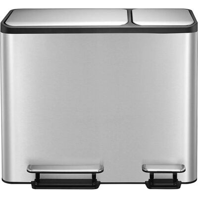 EKO Abfalleimer mit Pedal - Doppel 15/30L Edelstahl EKO Abfalleimer mit Pedal - Doppel 15/30L Edelstahl