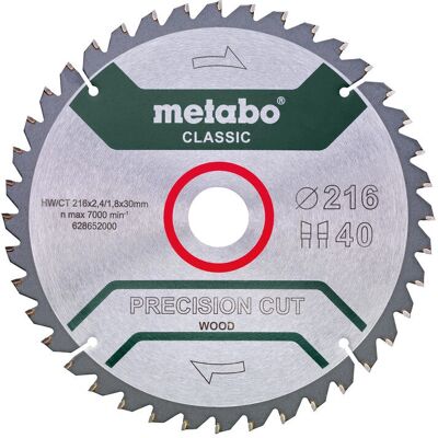 Metabo 628652000 Lama di sega circolare - 216mm, 40 denti - Taglio preciso legno Metabo 628652000 Lama di sega circolare - 216mm, 40 denti - Taglio preciso legno