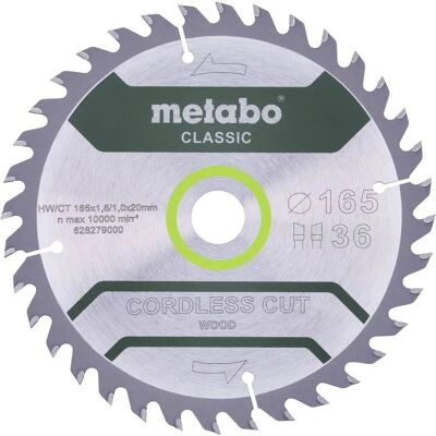 Metabo Pyörösahanterä - 165mm, 36 hammasta, WZ, 15° Metabo Pyörösahanterä - 165mm, 36 hammasta, WZ, 15°