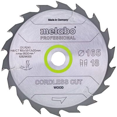 Lama circolare senza fili Metabo - 165 mm, 18 denti - Professionale Lama circolare senza fili Metabo - 165 mm, 18 denti - Professionale