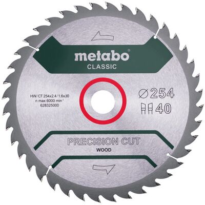 Metabo 628325000 Lama di Sega Circolare - 254mm, 40 Denti, 20° - Taglio Legno Metabo 628325000 Lama di Sega Circolare - 254mm, 40 Denti, 20° - Taglio Legno