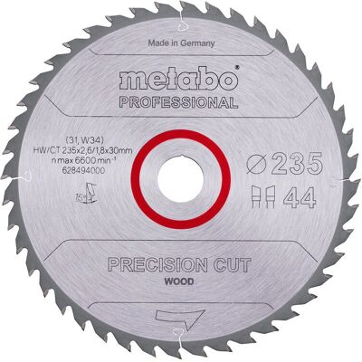 Metabo Kreissägeblatt - Präzisionssägeblatt Holz - 235mm - 44 Zähne Metabo Kreissägeblatt - Präzisionssägeblatt Holz - 235mm - 44 Zähne
