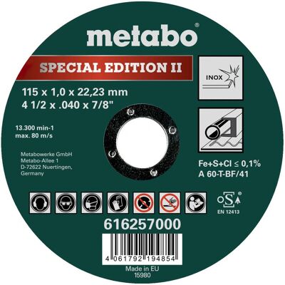 Metabo 616257000 - Inox Trennscheibe - Limitierte Edition Metabo 616257000 - Inox Trennscheibe - Limitierte Edition