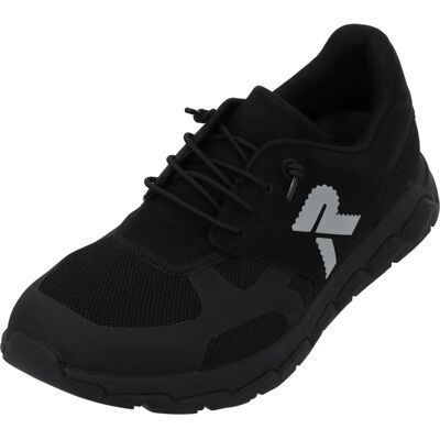 RIEKER SPORT Preston Men's Slip-On Sneakers black nubuk leather imitation textile sporty shoes - Sneakers RIEKER SPORT Preston Men's Slip-On Sneakers black nubuk leather imitation textile sporty shoes - Sneakers