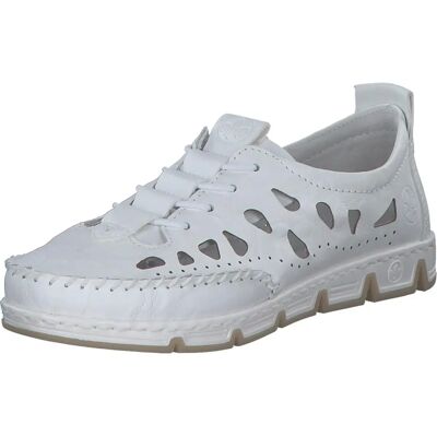 Rieker Weiße Leder Slipper - Damenschuhe Rieker Weiße Leder Slipper - Damenschuhe