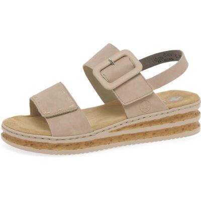 Rieker Sandals with wedge heel adjustable straps beige Rieker Sandals with wedge heel adjustable straps beige