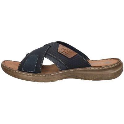 RIEKER Herren Blau Leder-Textil Schlappen - Sandalen RIEKER Herren Blau Leder-Textil Schlappen - Sandalen