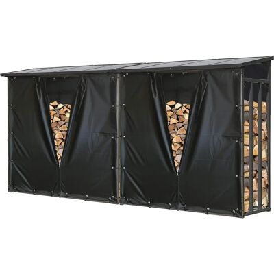 Quick Star - Estantes para leña - Antracita - 143x70x145cm Quick Star - Estantes para leña - Antracita - 143x70x145cm