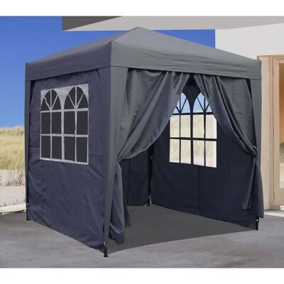 QUICK STAR Gazebo da Giardino Pieghevole 2,5x2,5 m Grigio con 4 Pareti QUICK STAR Gazebo da Giardino Pieghevole 2,5x2,5 m Grigio con 4 Pareti