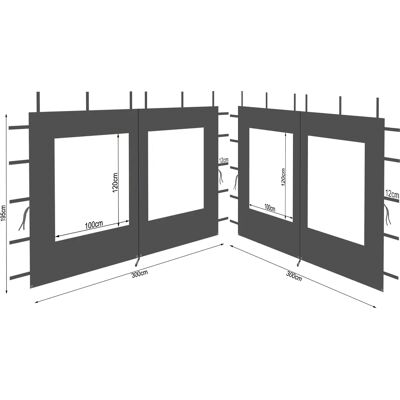 Quick Star - 2 Seitenwände für Pavillon - Wasserdicht Polyester 300x195cm - Anthrazit Quick Star - 2 Seitenwände für Pavillon - Wasserdicht Polyester 300x195cm - Anthrazit