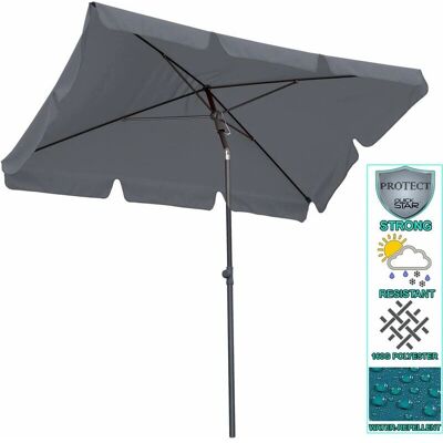 QUICK STAR Ombrellone rettangolare - 2x1,25 m Pieghevole Grigio QUICK STAR Ombrellone rettangolare - 2x1,25 m Pieghevole Grigio
