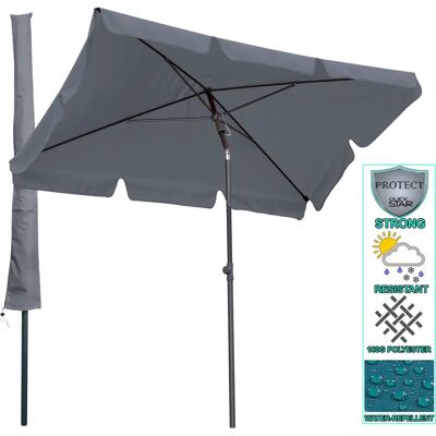 QUICK STAR Ombrellone rettangolare - 2x1,25 m, grigio, pieghevole, protezione solare QUICK STAR Ombrellone rettangolare - 2x1,25 m, grigio, pieghevole, protezione solare