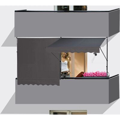 QUICK STAR - 2 Pezzi Tenda a Pinza 250x130cm Grigia Protezione Balcone Terrazze Regolabile in Altezza QUICK STAR - 2 Pezzi Tenda a Pinza 250x130cm Grigia Protezione Balcone Terrazze Regolabile in Altezza