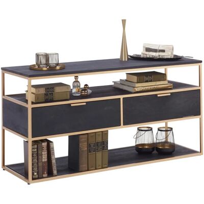GUTMANN FACTORY Porto Sideboard - 120x60x40cm - Schwarz/Gold GUTMANN FACTORY Porto Sideboard - 120x60x40cm - Schwarz/Gold