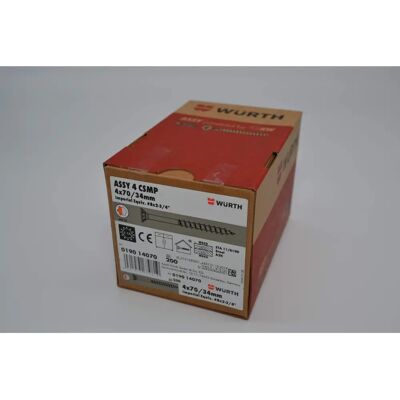 Viti Wurth 4x70/34 mm in zinco - Confezione da 200 Viti Wurth 4x70/34 mm in zinco - Confezione da 200